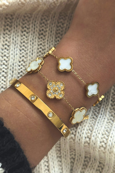 Bracelets Everyday Bracelets Gold Clover Bangles Armbanden - La Lueure