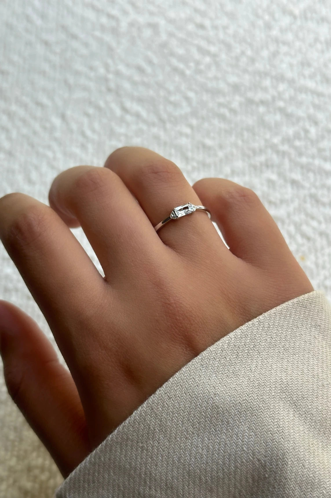 Alana Ring - Delicate Ring - Thin Band - Zirconia Stone - Adjustable Size - Simple - Minimalistic - Elegant - Everyday Jewelry - Perfect Gift - Treeureasured Keepsake - La Lueure