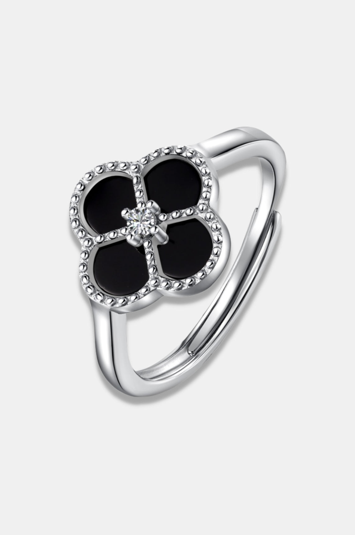 Alcea Rings - Black Flower Design - 925 Sterling Silver - Elegant Accessory - Matching Collection Available - Everyday Sophistication - Ideal Gift - Luxurious Packaging - Enchanting Elegance - Treasured Keepsake - La Lueure