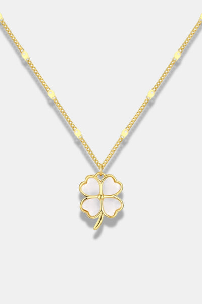 Bianca Necklace - Gold Necklace - White Clover Pendant - 18k Gold Plated - 925 Sterling Silver - Elegant Design - Timeless Elegance - Luxury Jewelry - Perfect Gift - Treasured Keepsake - La Lueuere