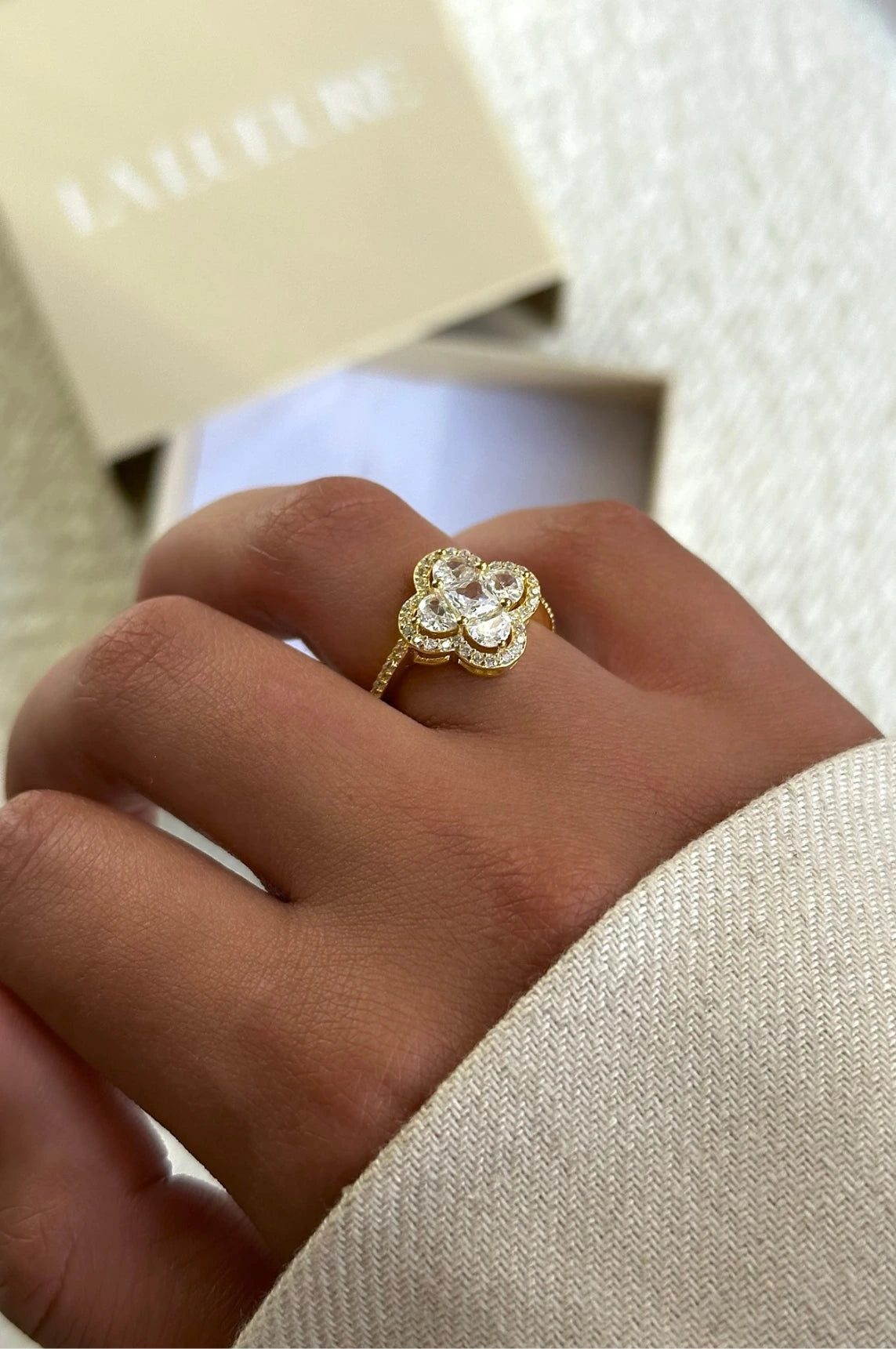 Abyss Ring - 18k Gold Plated - 925 Sterling Silver - Clover Design - Zirconia Diamonds - Majestic Jewelry - Noticeable Piece - Radiant Accessory - Luxury Gift - Treasured Keepsake - La Lueure