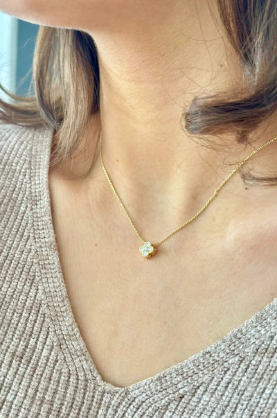 Lucky Diamond Necklace, Diamond Clover Necklace, 925 Sterling Silver Necklace, Gold Diamond Necklace, Silver Diamond Necklace, Luxurious Jewelry, Elegant Necklace, Gift Jewelry, La Lueure'