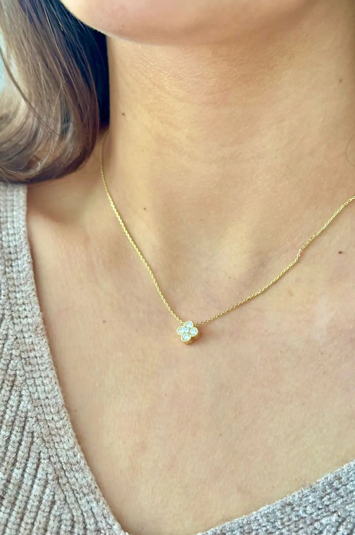 Lucky Diamond Necklace, Diamond Clover Necklace, 925 Sterling Silver Necklace, Gold Diamond Necklace, Silver Diamond Necklace, Luxurious Jewelry, Elegant Necklace, Gift Jewelry, La Lueure