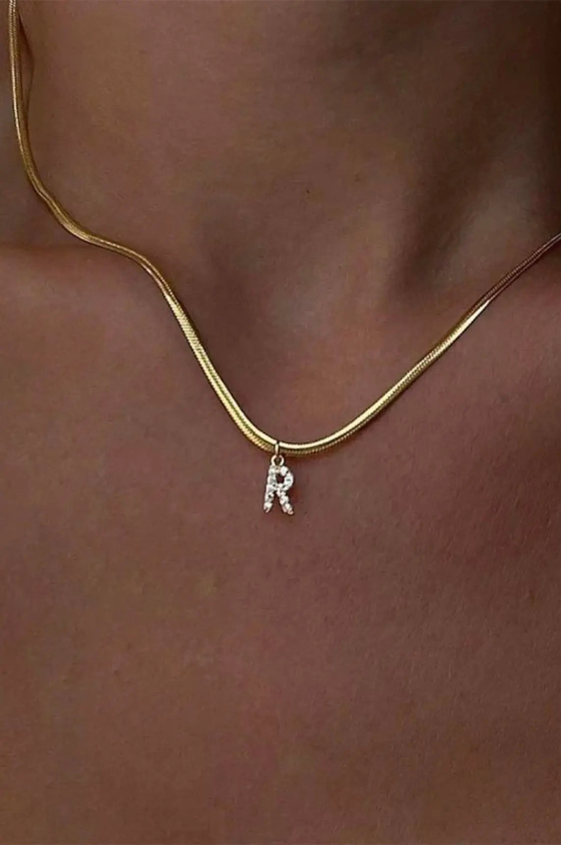 Herringbone Initial Necklace, 18k Gold Plated Necklace, Personalized Gold Necklace, Custom Initial Necklace, Elegant Jewelry, Gift Jewelry, Unique Style Necklace, La Lueure