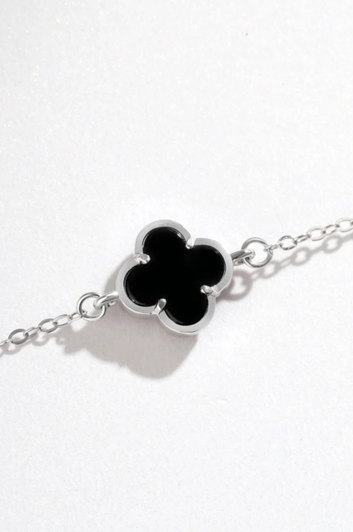 Alcea Bracelet - Black Flower Charm - 925 Sterling Silver - Silver Chain - Elegant Jewelry - Everyday Wear - Handcrafted Bracelet - Nature Inspired - Emotional Connection - Mysterious Beauty - Timeless Elegance - Matching Jewelry Available - Unique Design - Versatile Accessory - Premium Quality - Symbolic Jewelry - Gift Idea - Resilient Craftsmanship - Durable and Waterproof - Delicate Detailing- La Lueure