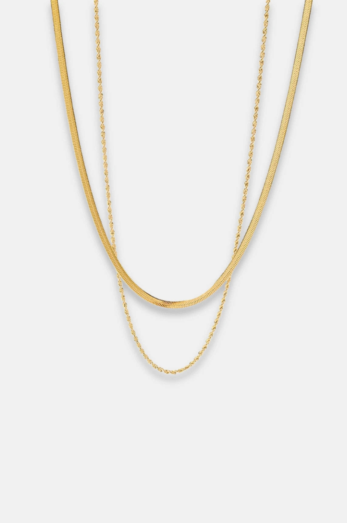 Layered gold necklace, elegant gold necklace, waterproof jewelry, modern layered necklace, stylish two-layer necklace, minimalist gold jewelry, high-quality stainless steel necklace, versatile gold necklace, La Lueure