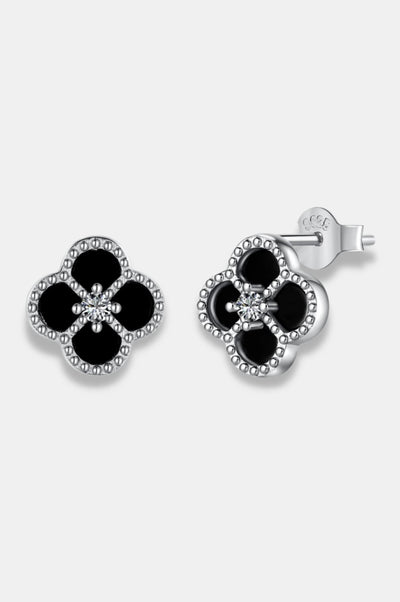 Alcea Earrings - Black Flower Design - 925 Sterling Silver - Elegant Accessory - Matching Collection Available - Everyday Sophistication - Ideal Gift - Luxurious Packaging - Enchanting Elegance - Treasured Keepsake - La Lueure