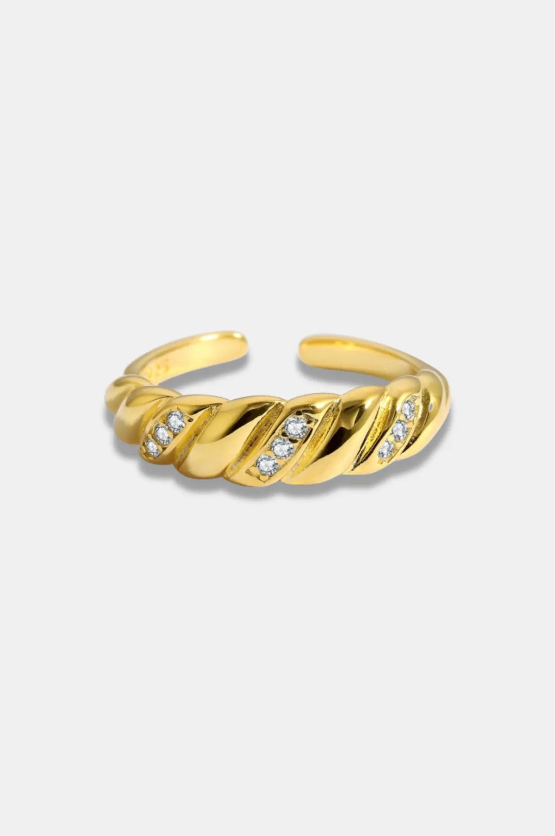 Versailles Ring - Adjustable Ring - 18k Gold Plated - Zirconia Diamonds - Luxury Ring - Intricate Design - Timeless Elegance - Artistic Curves - Distinguished Accessory - Perfect Gift - Croissant Ring - Treasured Keepsake - La Lueure