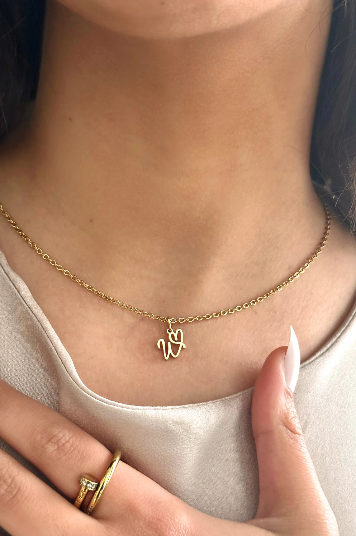 Heart Initiales Collier